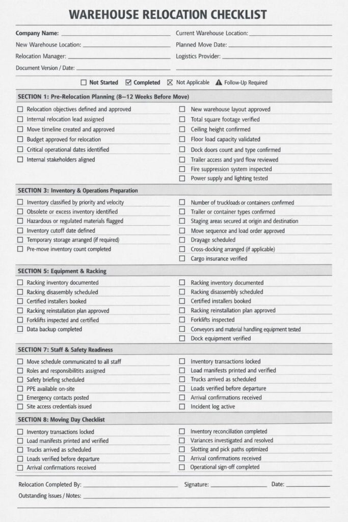 Warehouse Relocation Checklist: Step-by-Step Guide for 2026