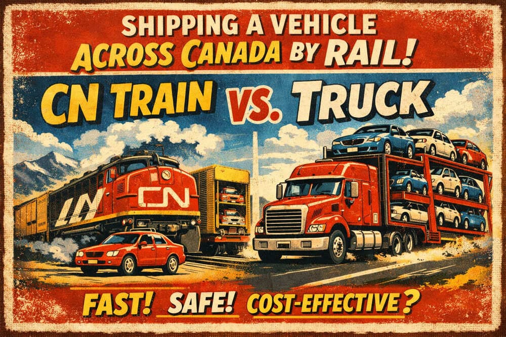 shipping vehicle across Canada by rail
