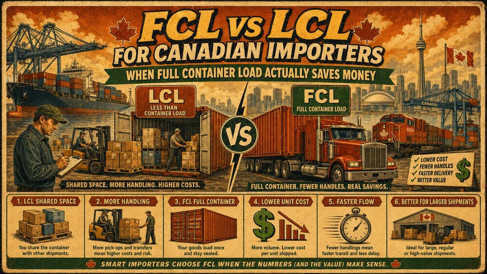 FCL vs LCL for Canadian Importers: When Full Container Load Actually Saves Money
